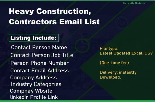 Heavy Construction, Contractors Email List