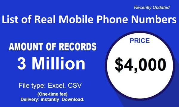 List of Real Mobile Phone Numbers 3 Million