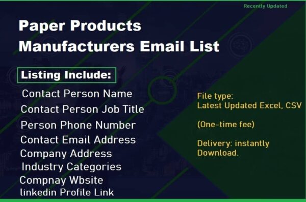 Paper Products Manufacturers Email List